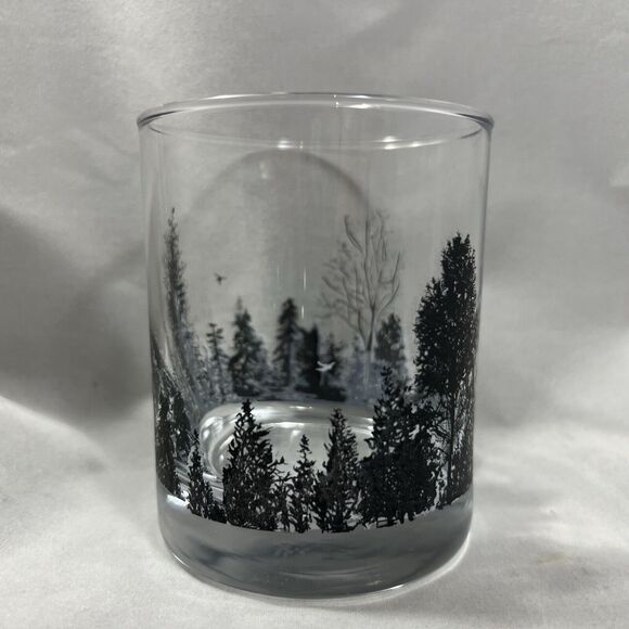 Forest With Bird Landscape Set Of 4 Whiskey Short Tumblers - Picture 4 of 9